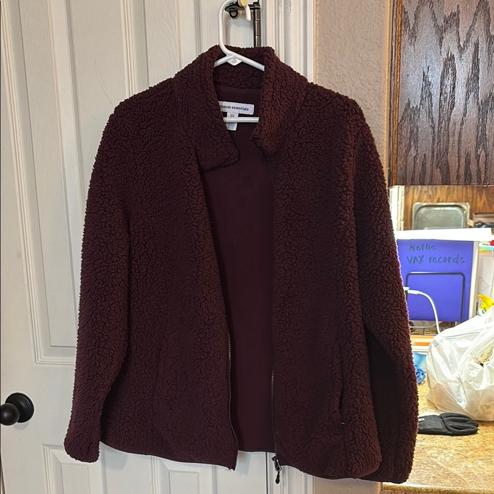 Amazon Essentials Purple Teddy Jacket with Relaxed Fit and Soft Texture